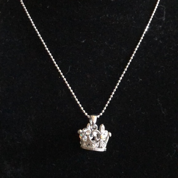 AB Crown On Tiny Silver Beaded Chain - Picture 2 of 4